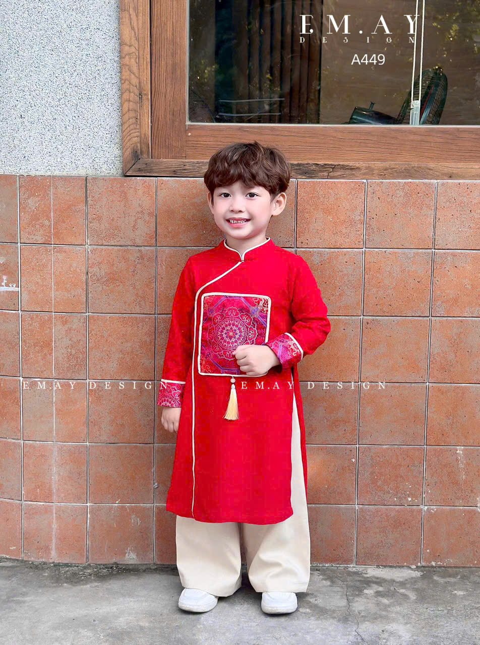Bộ áo dài sườn xám cho bé trai bé gái diện tết năm mới giáng sinh từ 10-40kg hàng thiết kế