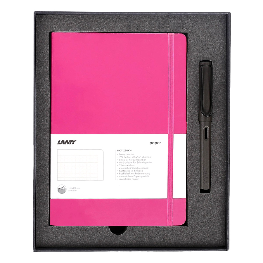 Gift Set Lamy Notebook A5 Softcover Pink+ Lamy Safari Matt Black - GSNSa0017