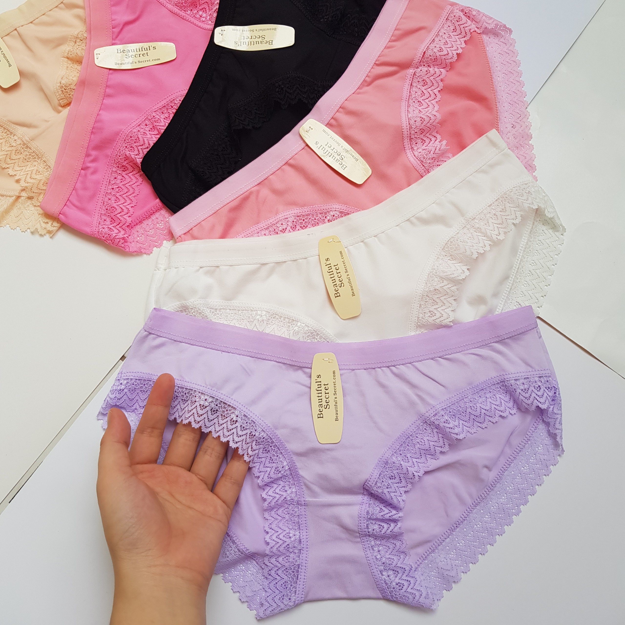 Combo 5 chiếc quần lót nữ cotton viền ren 9934 siêu xinh