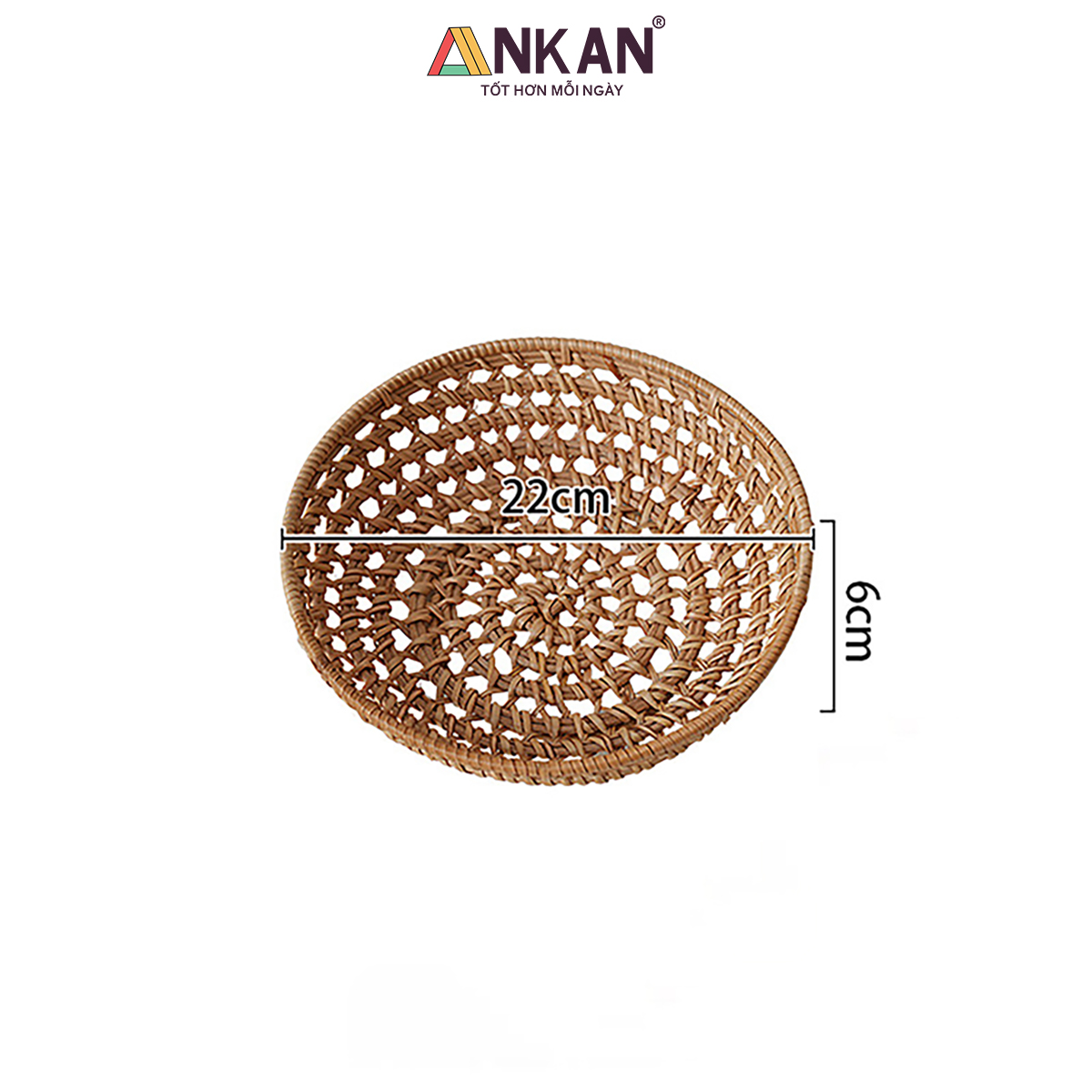 Khay Rổ Mây Tre Đan ANKAN – Đựng Trái Cây, Bánh Kẹo, Đồ Khô, Decor Nhà Ăn &amp; Phòng Khách – Thủ Công Việt Nam