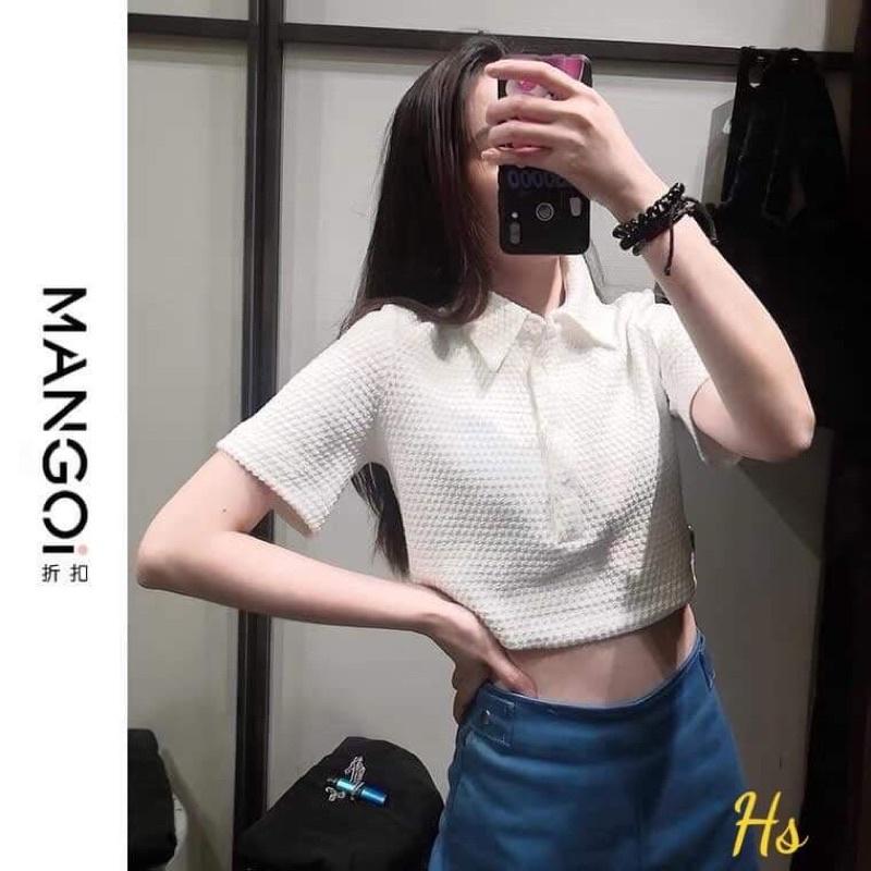 Áo croptop cổ bẻ chất tổ ong HS6