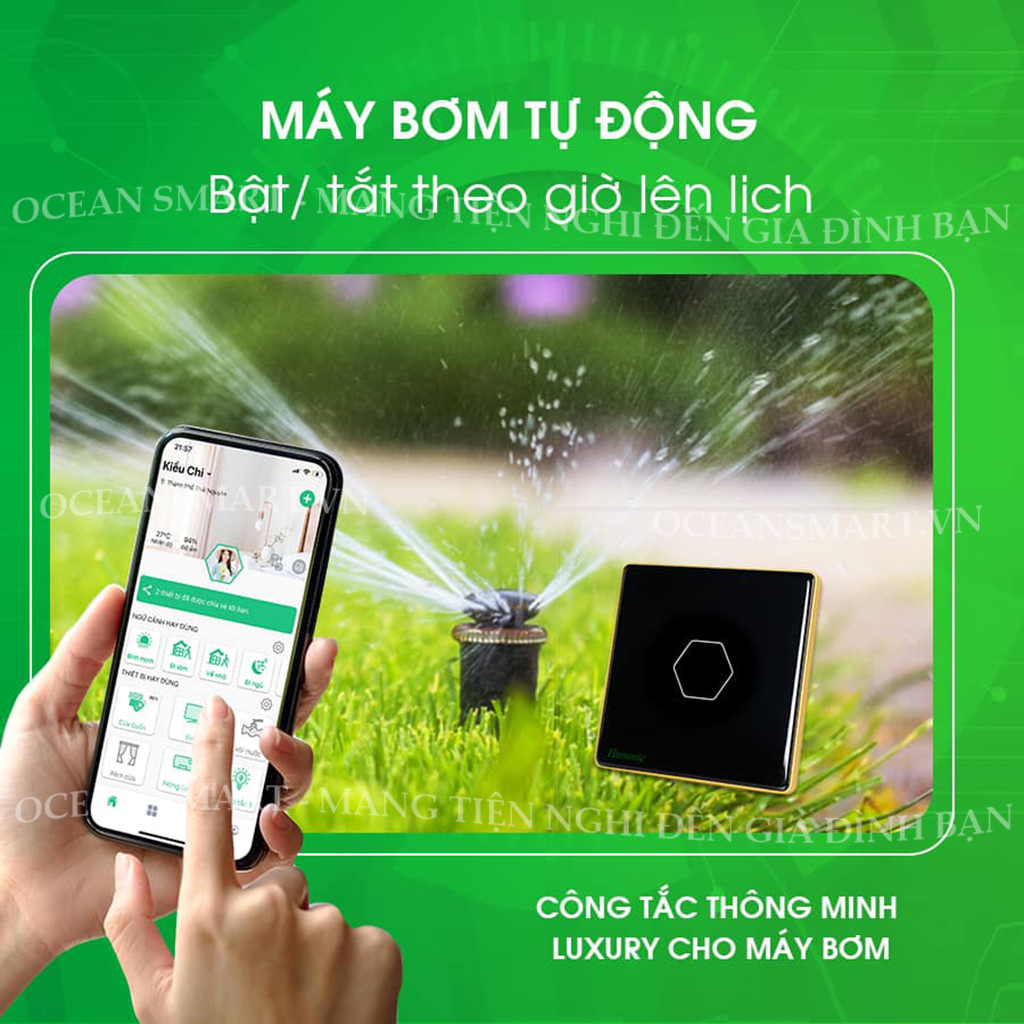 Công Tắc Cảm Ứng Thông Minh HUNONIC Luxury, Công Tắc Điều Khiển Từ Xa Bằng Điện Thoại Hình Vuông - HNLUXV