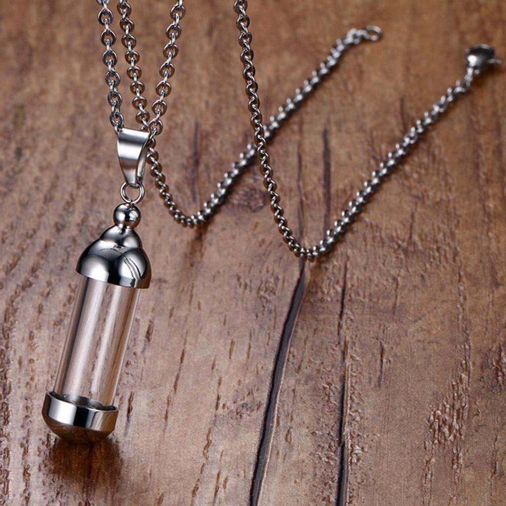 5Pcs Stainless Steel Screw  Tube Glass Bottle Urn Charms Pendant Necklace