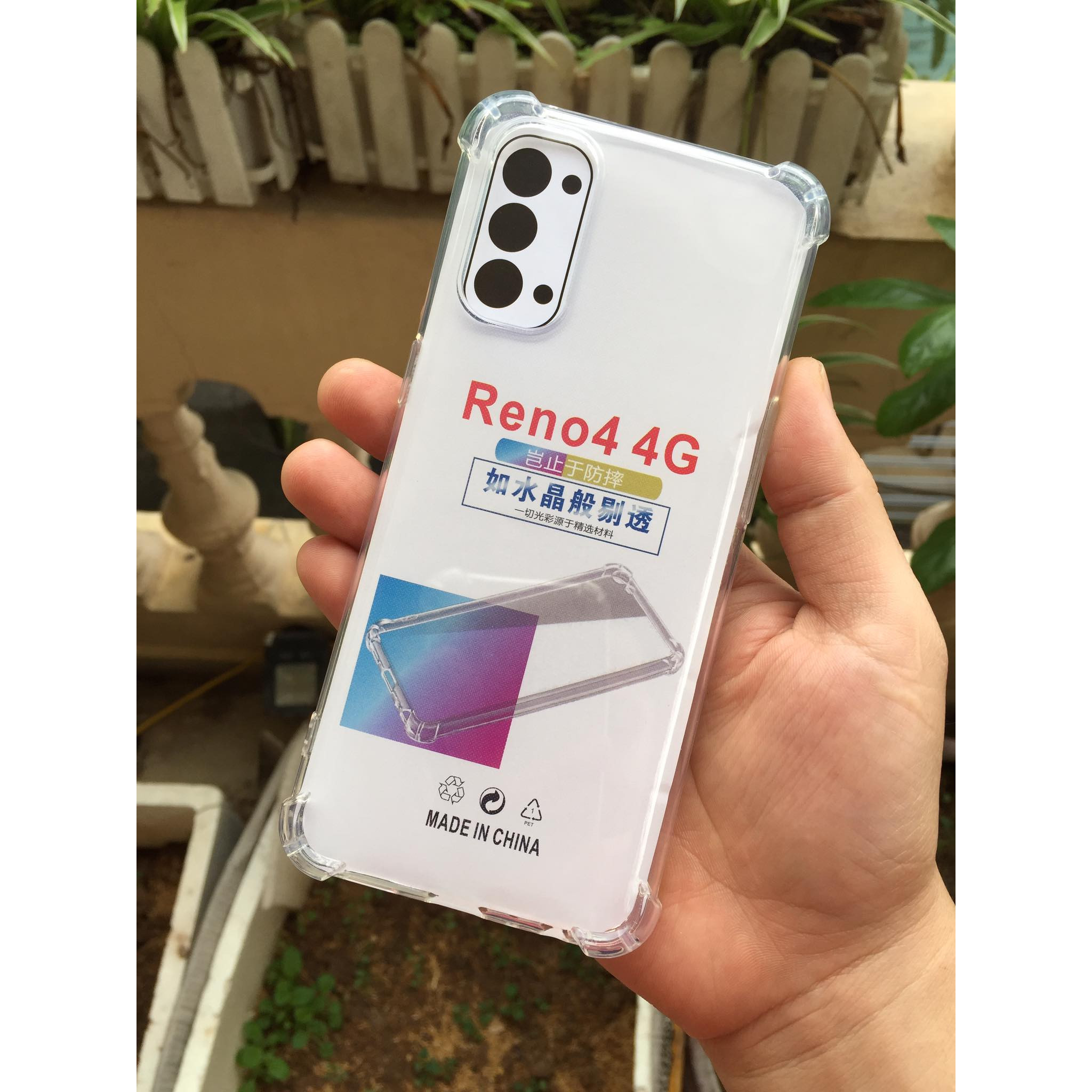 Ốp lưng cho Oppo Reno 4 - chống sốc gờ cao 4 góc trong suốt