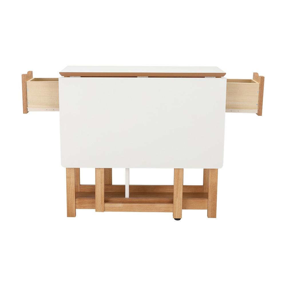 Bàn ăn thông minh PLIER chân gỗ tự nhiên kết hợp mặt gỗ MDF phủ melamine cao cấp kèm kệ và ngăn kéo tiện lợi