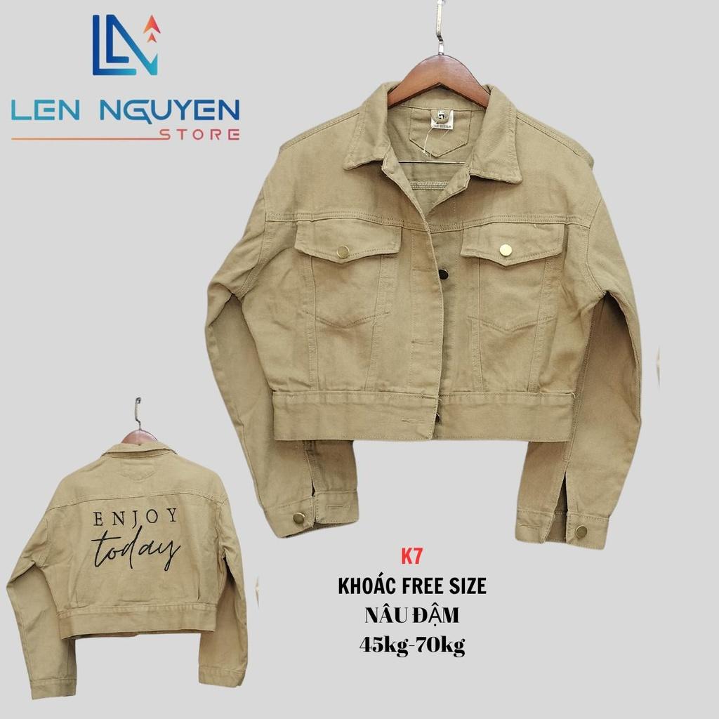 K7 [ Len Nguyen Store ] Áo Khoác Nữ Cao Cấp, Freesize, Thiết Kế Thêu, Áo Khoác JeanTop Croptop Women Denim Có Túi