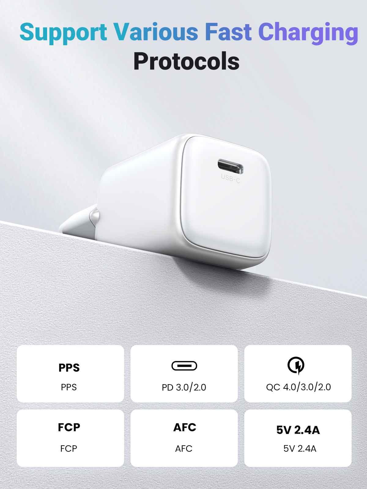 Ugreen UG15326CD319TK 30W 1c GaN Nexode chuẩn cắm EU chân tròn Màu Trắng Củ sạc nhanh 1 cổng USB type C - HÀNG CHÍNH HÃNG