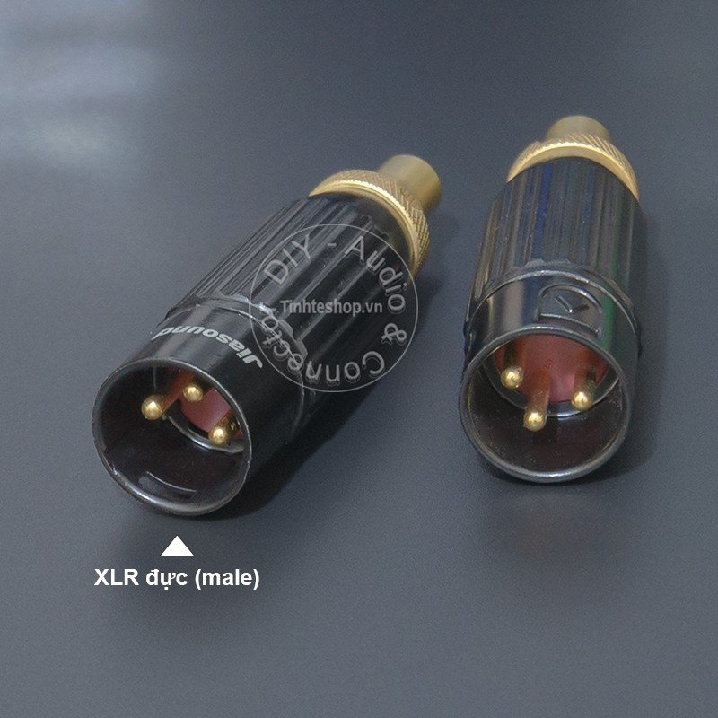 Jack canon đực ra hoa sen 1 cặp đồng OFC mạ bạc - DIY XLR male to RCA male converter