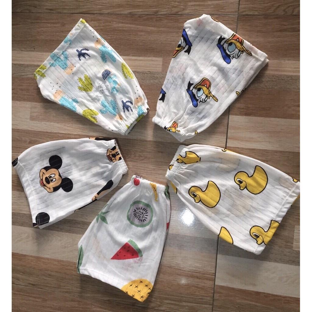 Quần đùi chục cotton giấy in họa tiết cho bé 0-15 tháng
