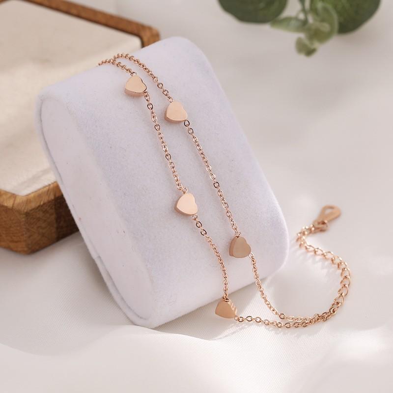 Vòng đeo tay Ladies Heart Heart Ladies Vòng đeo tay với mặt dây chuyền đôi dây đeo tay cho phụ nữ Vòng đeo tay bằng thép không gỉ làm bằng titan