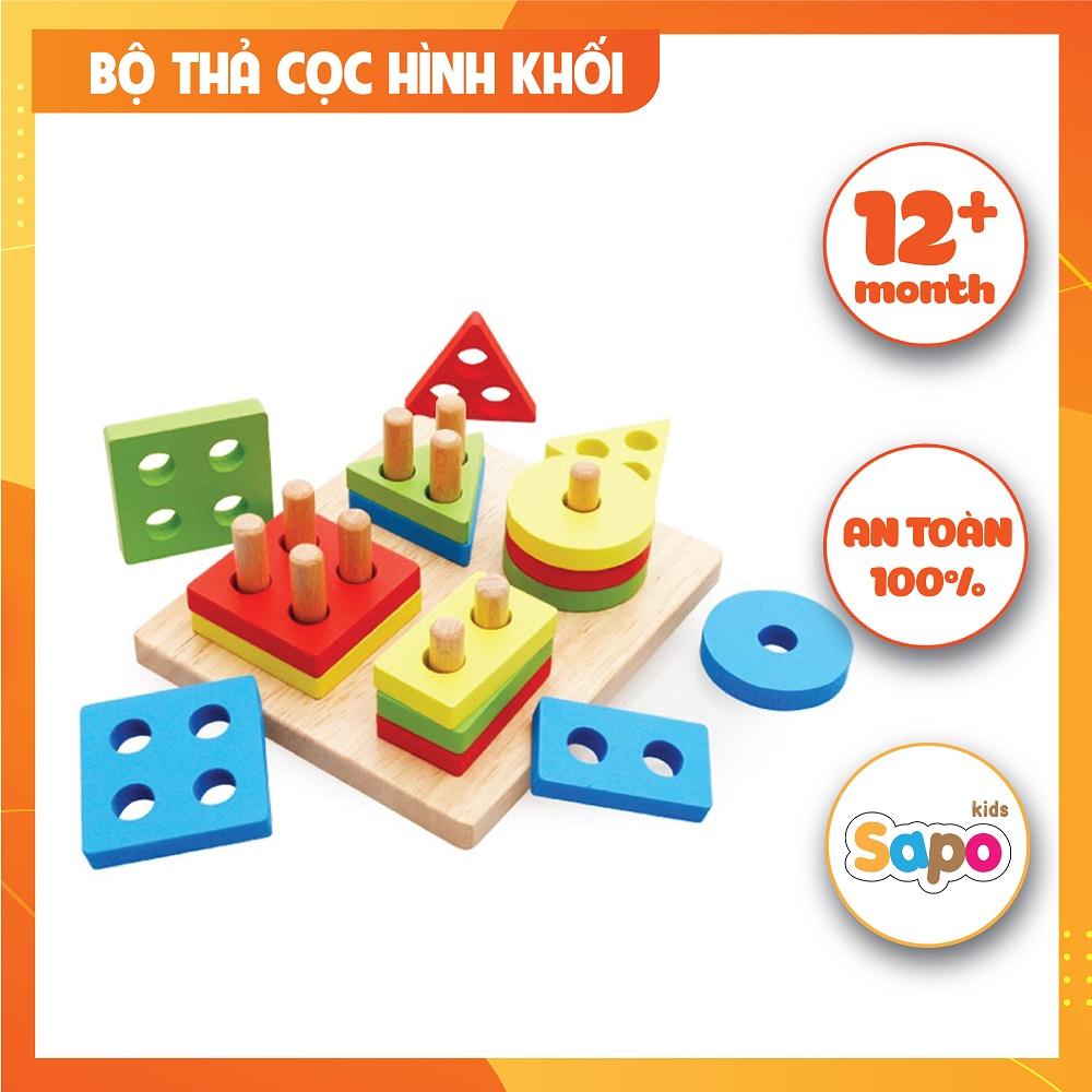 Đồ chơi giáo dục thả hình 4 trụ cột khối gỗ cho bé