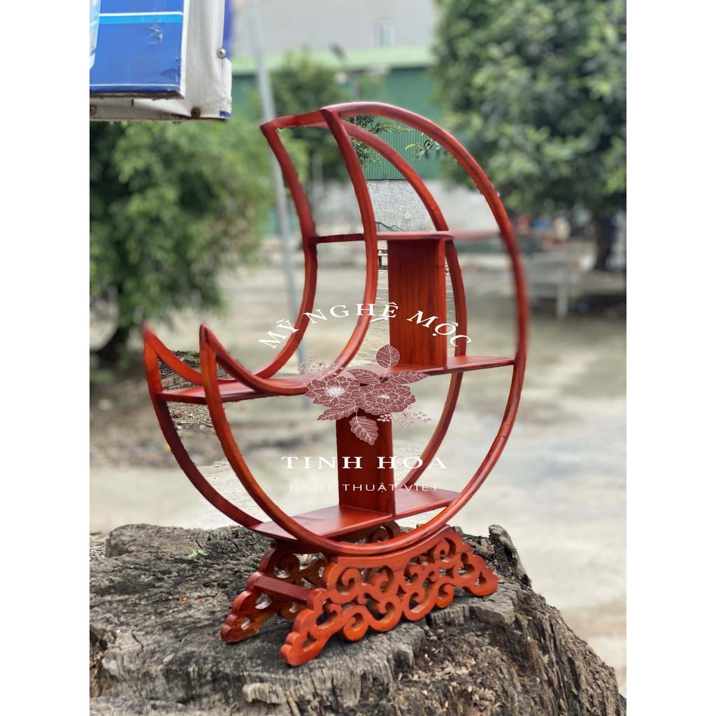 Kệ mini để đồ trang trí, kệ đa năng hình mặt trăng gỗ hương