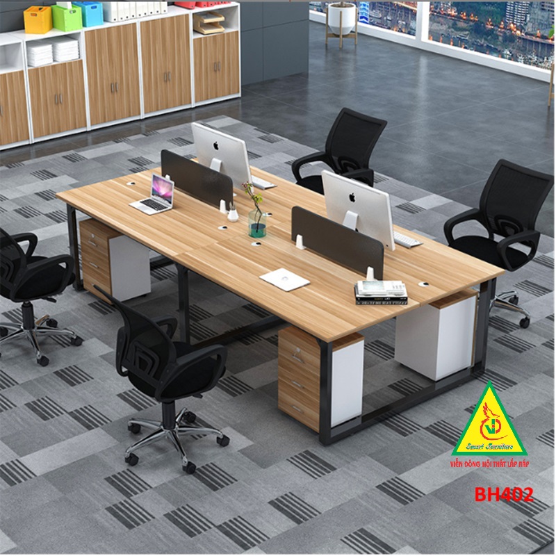 Bàn họp, bàn làm việc nhóm gỗ MDF ( có tủ ) BH402 - NỘI THẤT LẮP RÁP VIENDONGADV