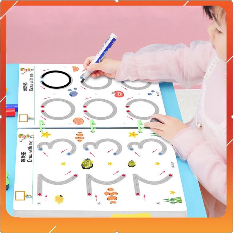 Đồ chơi bộ tập tô vẽ thông minh xóa được - đồ chơi giáo dục montessori giúp bé tập tô kèm bút dạ giúp phát triển tư duy