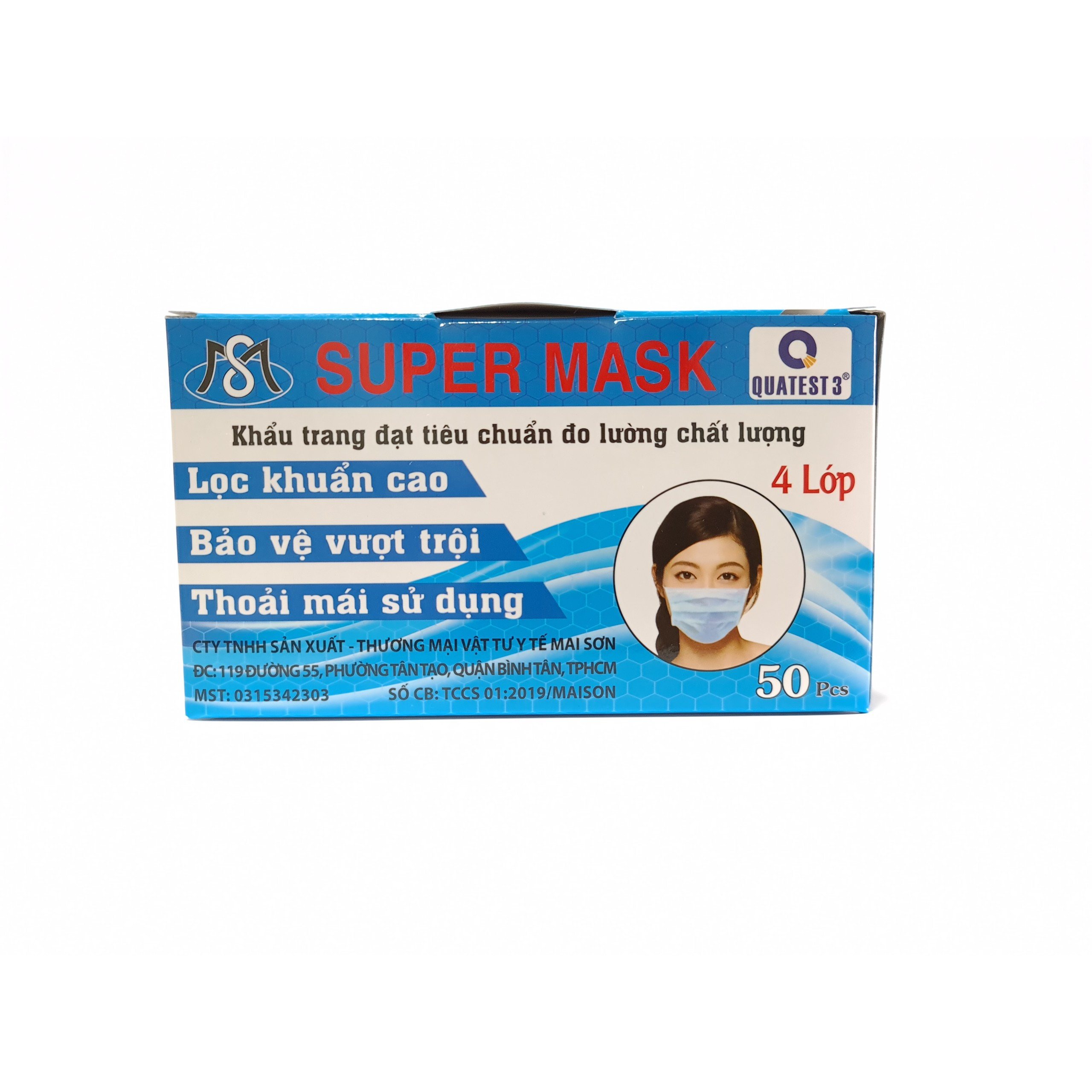 Khẩu Trang Y Tế Kháng Khuẩn Super Mask (4 lớp - hộp 50 cái)