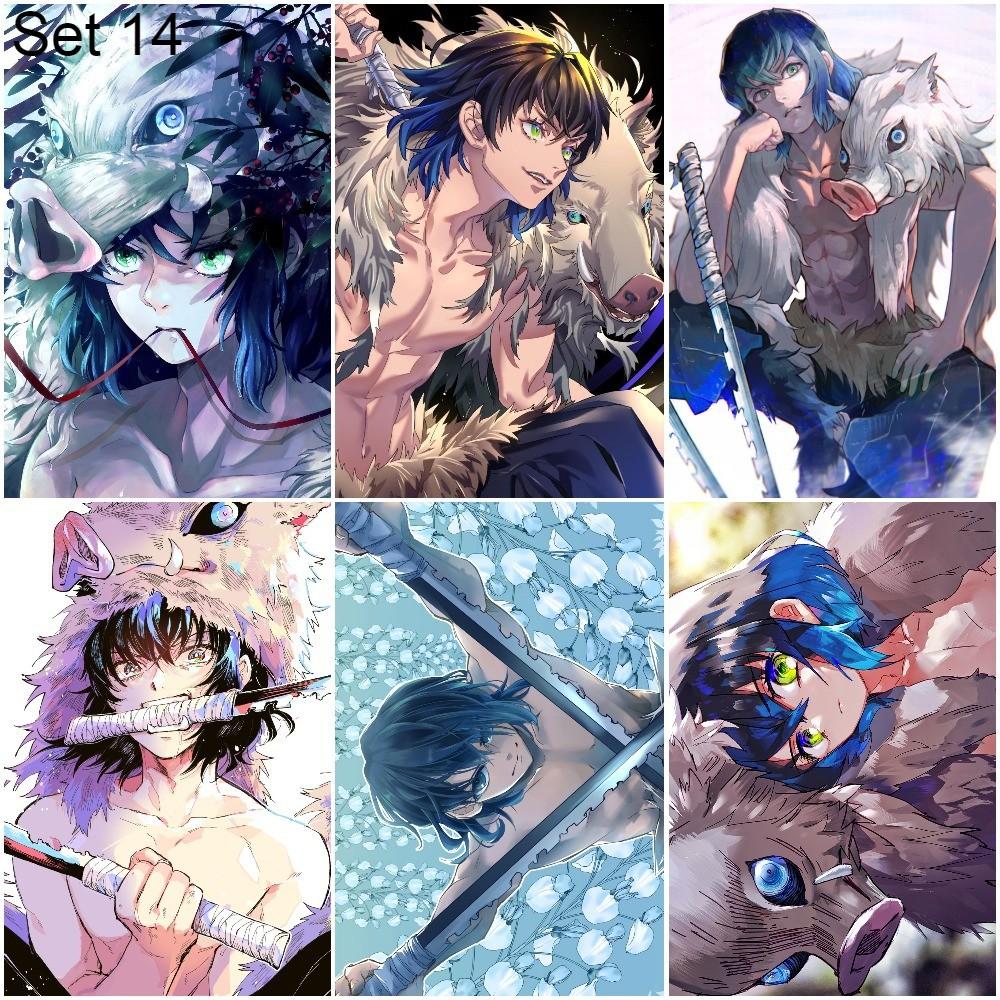 Bộ 6 Áp phích - Poster Anime Kimetsu no Yaiba - Lưỡi Gươm Diệt Quỷ - A3,A4,A5