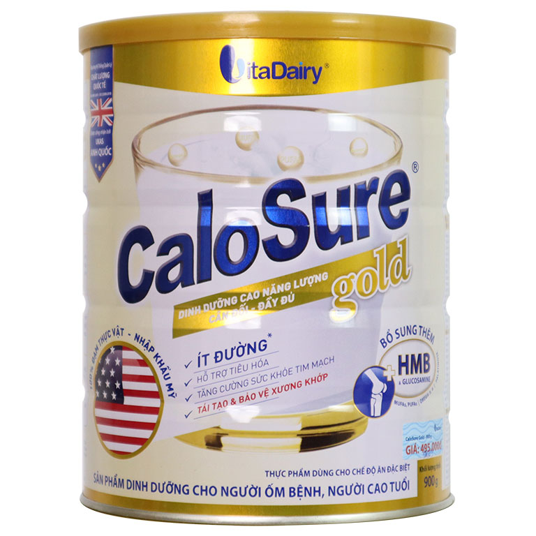 Hình ảnh  Sữa bột Calosure Gold Ít Đường 900g-Cho người lớn tuổi có vấn đề về tiêu hóa, tim mạch và xương khớp-Tặng khăn mềm mịn