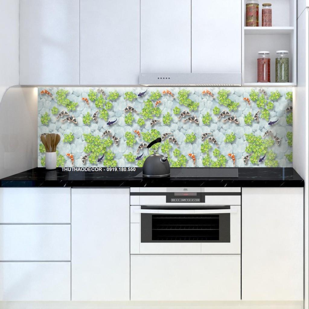 Decal Dán Bếp CÁ KOI TUNG TĂNG cm - Hàng in tại xưởng
