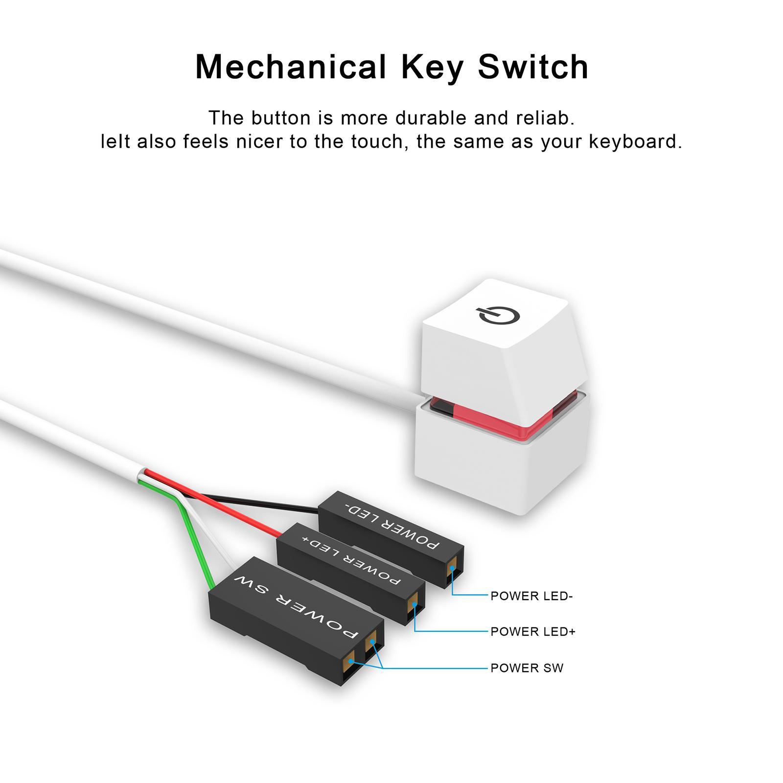 Power on Off Button with 6.56ft Extension Cable Desktop Switch for Internet Café