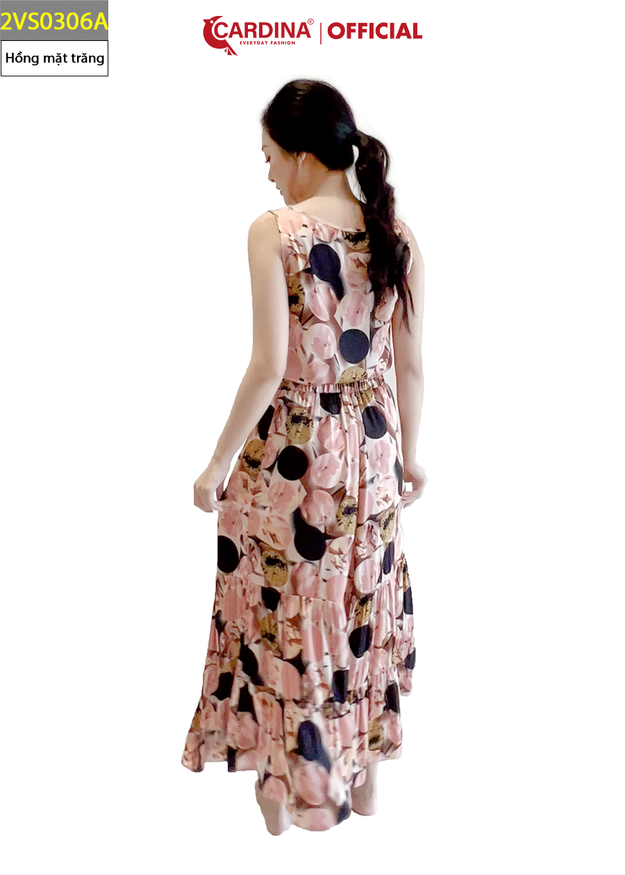 Set Đồ Nữ CARDINA Chất Lụa Satin Nhật Cao Cấp Áo Sát Nách Chân Váy Maxi Họa Tiết Trẻ Trung 2VS03