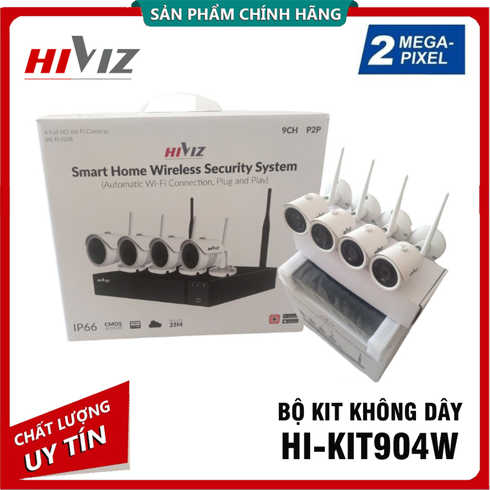 Bộ Kit Wifi 4 Camera Full HD 1080P (2.0mp) Đầy Đủ Phụ Kiện, Dễ Sử Dụng - Hàng chính hãng