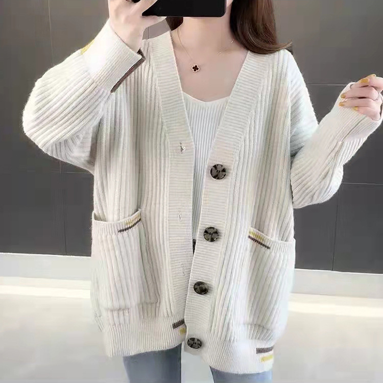 Hình ảnh Áo khoác cardigan len nữ tay phồng trẻ trung phong cách Hàn, thời trang thu đông 2021