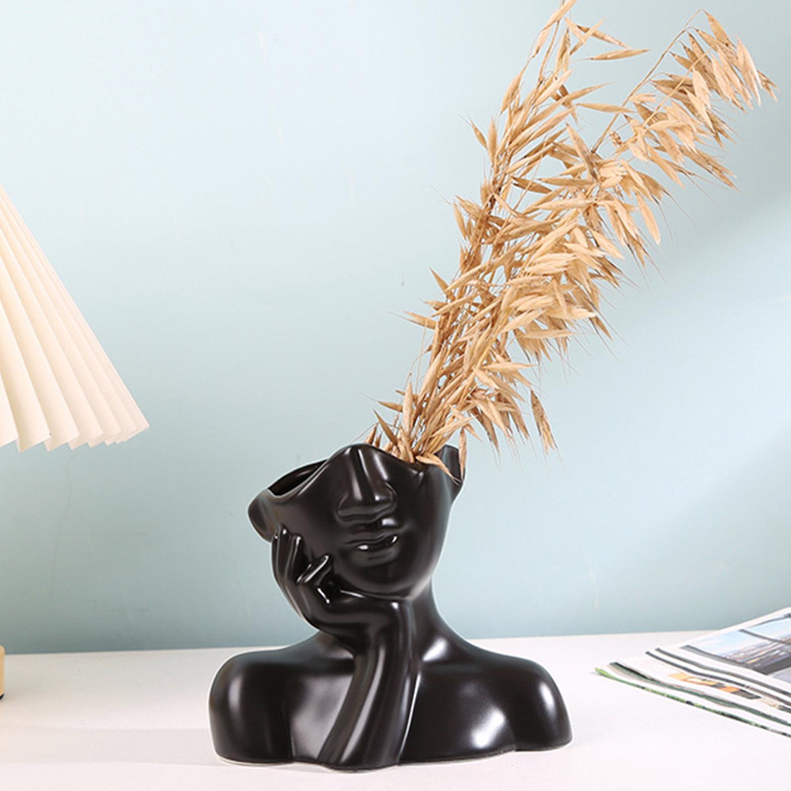 Face Vase Flower Vase Modern Statue Head Shaped Vase for Table Wedding Shelf