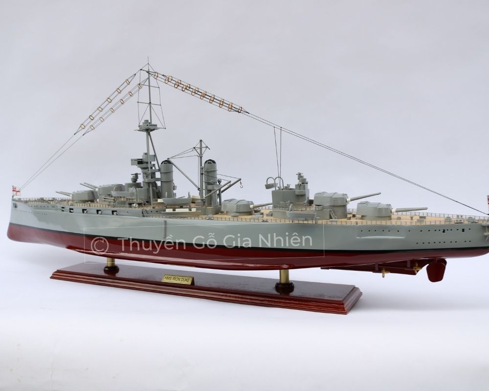 Mô Hình Thuyền Gỗ Phong Thủy Dạng Thuyền Chiến HMS Iron Duke Chính Hãng Hàng Xuất Khẩu Chất Lượng Cao