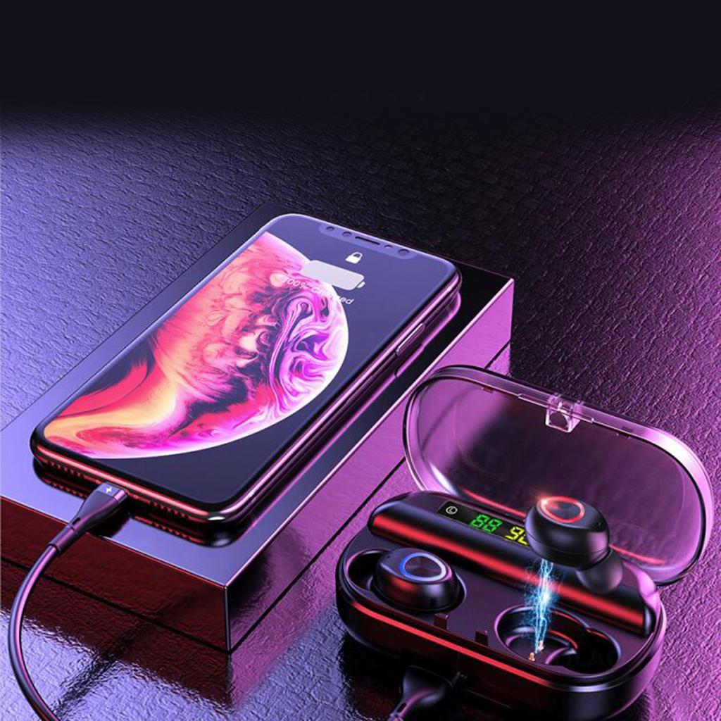 V10 V5.0 Wireless Touch Control LED Display Earphone Black