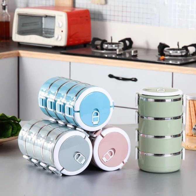 Hộp cơm 4 tầng lúa mạch, Hộp Cơm Giữ Nhiệt Luch Box