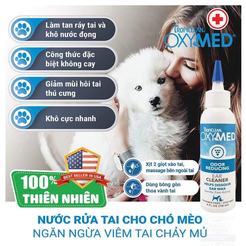 Nước vệ sinh tai cho chó mèo