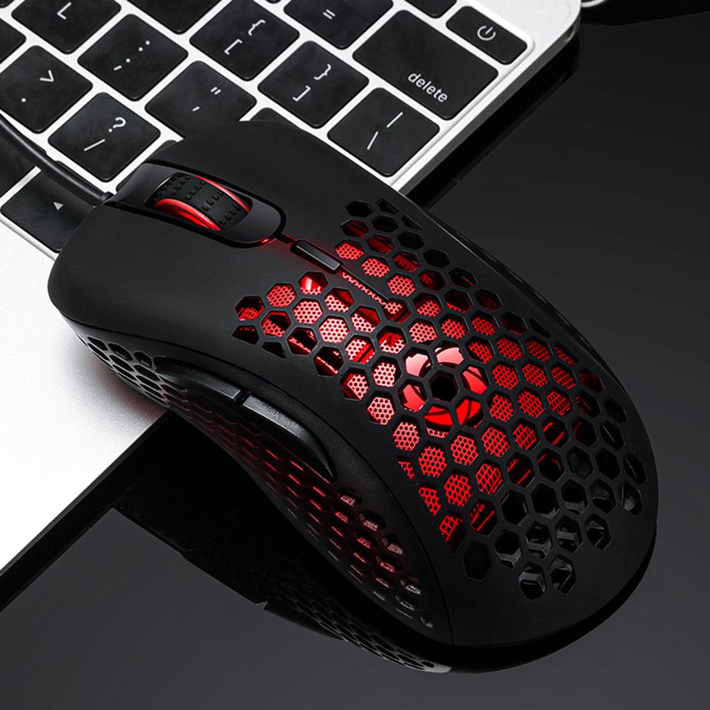 USB Gaming Mouse, Honeycomb Lightweight Gaming Mouse with Backlight, 1600 DPI, Wired PC Gaming Mouse for Mac Laptop Computer