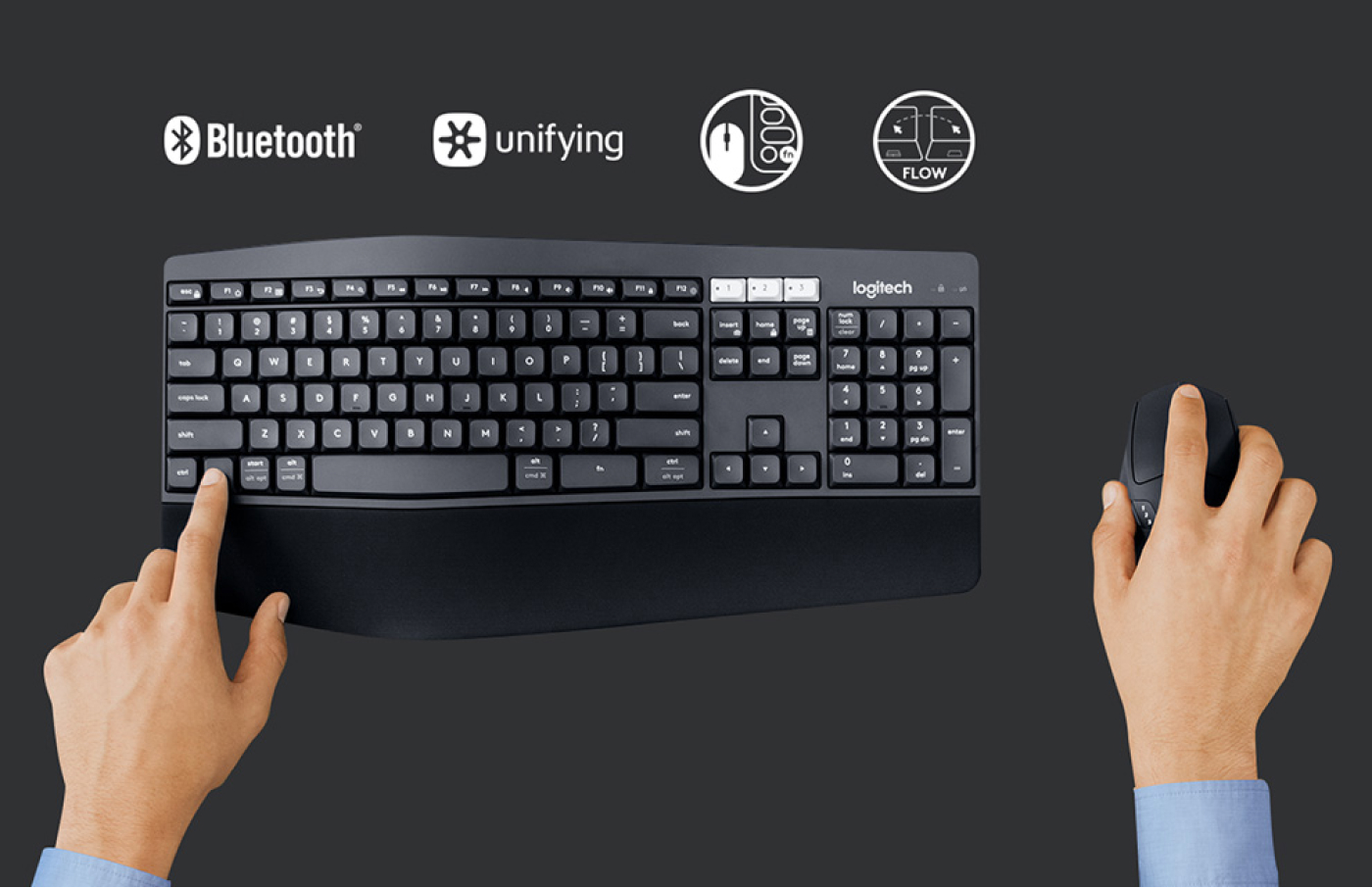 Bộ Combo Chuột Bàn Phím Không Dây Cao Cấp Logitech MK850 Performance Wireless Tích Hợp Doulink - Hàng Chính Hãng