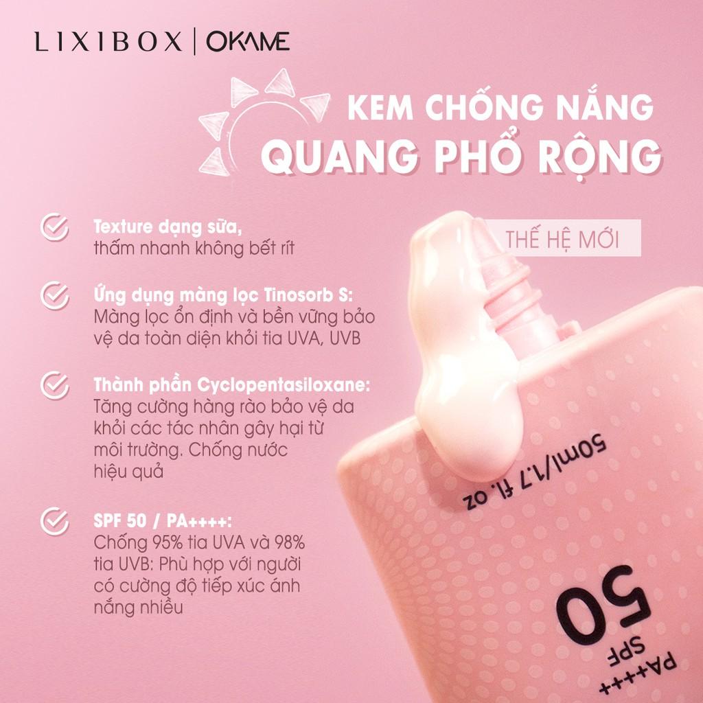 Kem chống nắng Tone-up, quang phổ rộng Okame Brightening UV Shield Sunscreen SPF 50 PA++++ 50ml