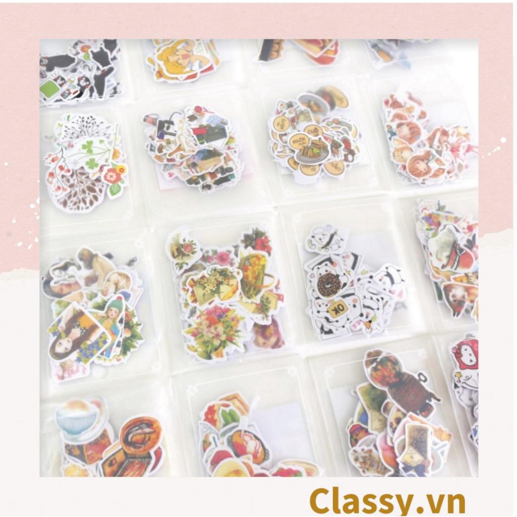 Sticker trang trí mix ngẫu nhiên, dán laptop, điện thoại, sổ, bình nước nhiều họa tiết hoạt hình Classy PK1559