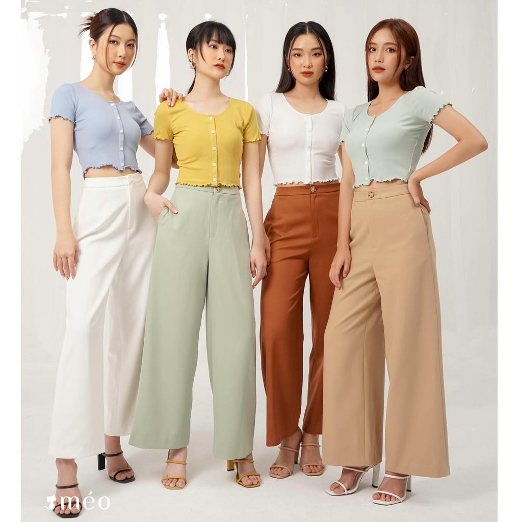 Quần cullote Méo shop ống suông rộng lưng cao Rudi