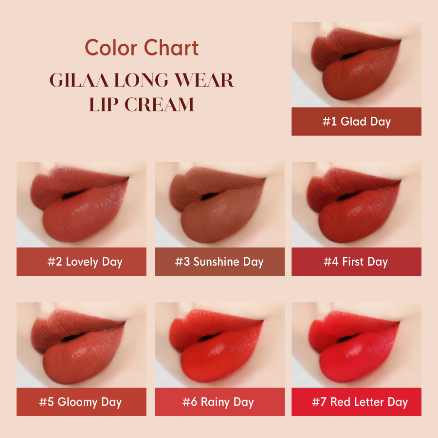 Gilaa Son Kem Siêu Lì, Lâu Trôi, Mịn Mượt Nhẹ Môi Long Wear Lip Cream 5g #02 Lovely Day