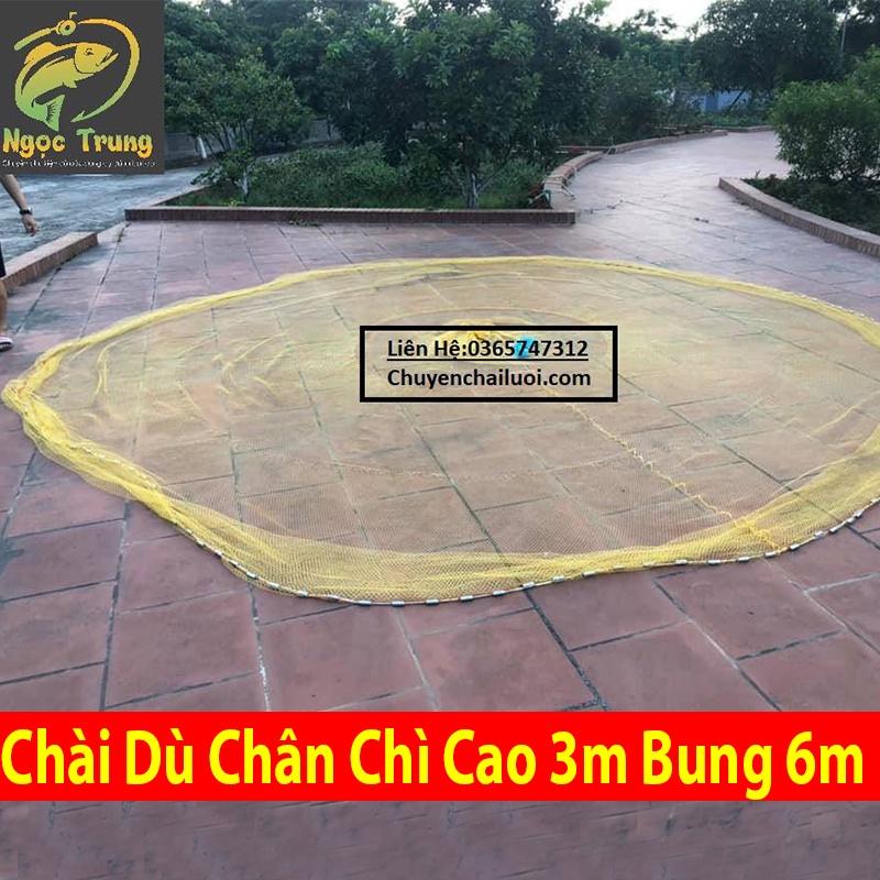 Chài Đánh Cá Truyền Thống Bằng Dù Chân Chì Đúc - Cao 3m Bung 6m Mắt 2cm