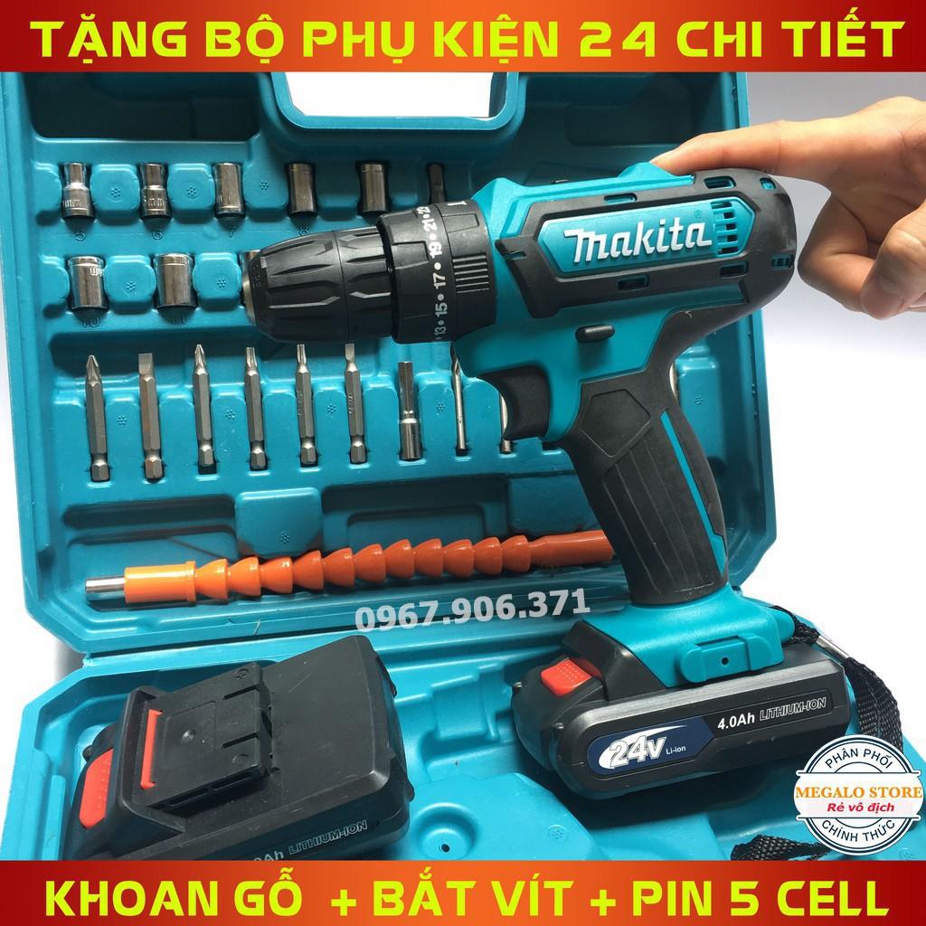 Máy Khoan Pin Makita 24V Loại 2 Pin kèm bộ Phụ Kiện