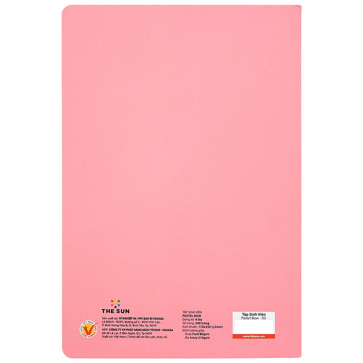Tập Sinh Viên Pastelbow - 4 Ô Ly - 200 Trang 80gsm - The Sun 03 (Mẫu Bìa Giao Ngẫu Nhiên)