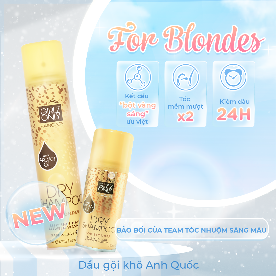 Dầu Gội Khô Girlz Only For Blondes Travelsize 100ml (Vàng mini)