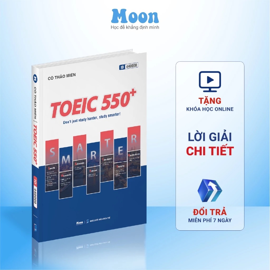 Sách Toeic 550+ Ôn thi toeic 2 kỹ năng reading &amp; listening 2024 Moonbook