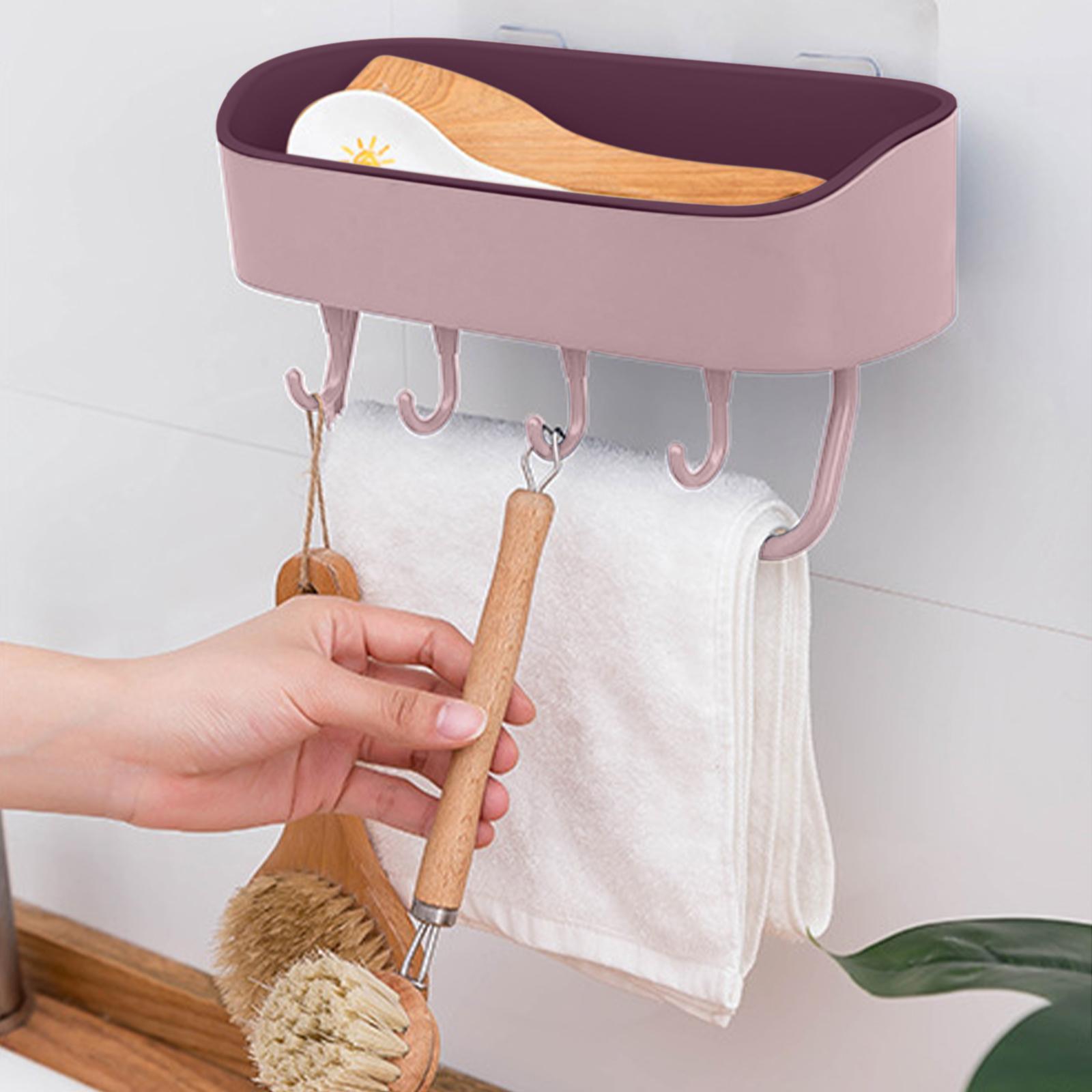 Wall Mounted Shower Caddy Shelf No Drilling Shower Basket Shelves for Home Pink