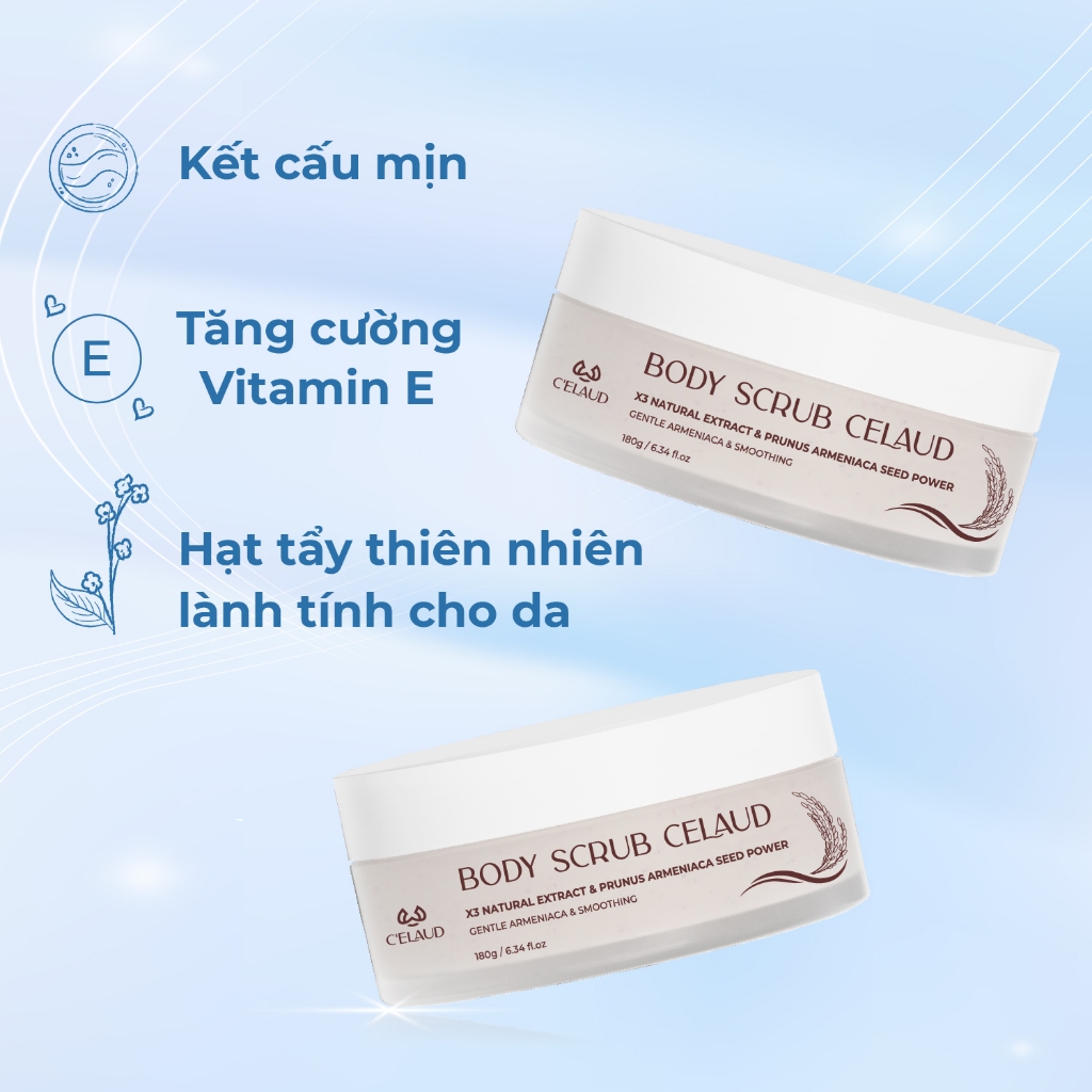 Combo 2 tẩy tế bào chết, tái tạo và làm mịn da Body Scrub Celaud