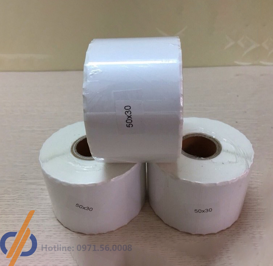 Giấy in nhiệt 50x30mm - DP12- Tem trà sữa, tem dán cốc trà sữa