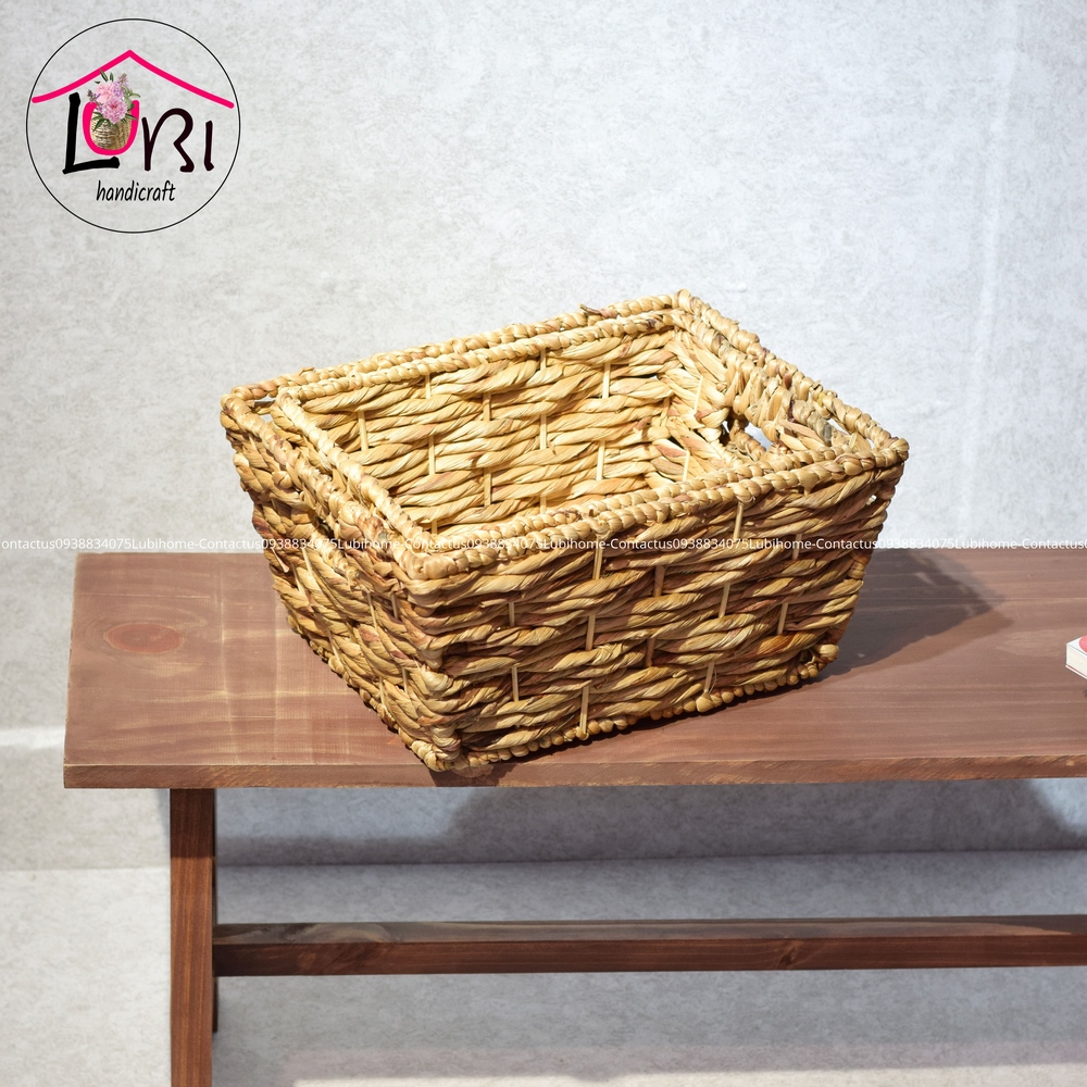 Lubihandicraft - Sọt đựng đồ đan lục bình hình chữ nhật côn đáy bộ 2 - bền đẹp