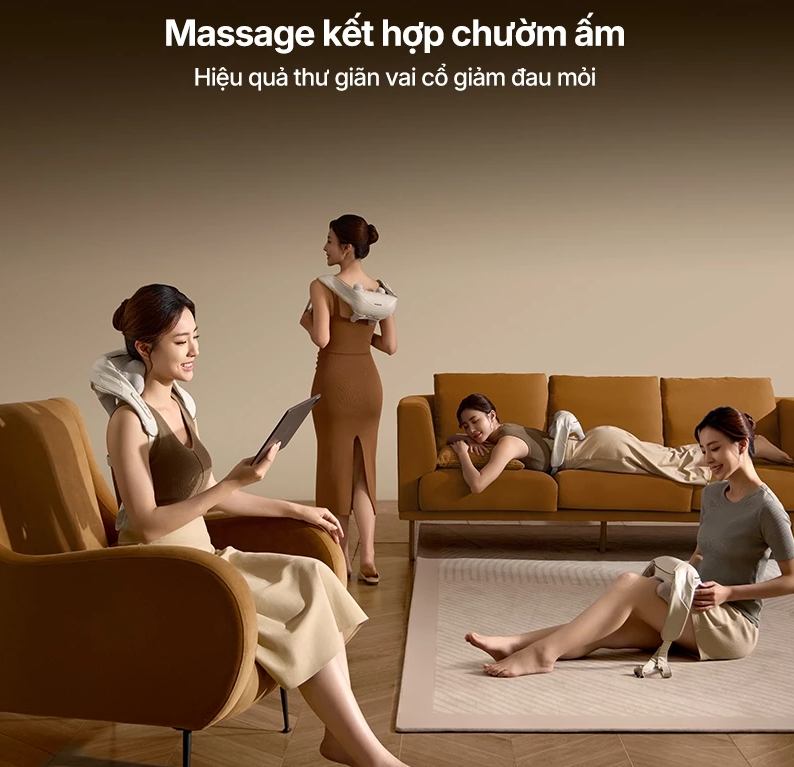 Máy Massage Cổ Vai Gáy Philips PPM3325 - Massage góc nghiêng 17⁰ - Chườm ấm thư giãn vai cổ - Hàng chính hãng