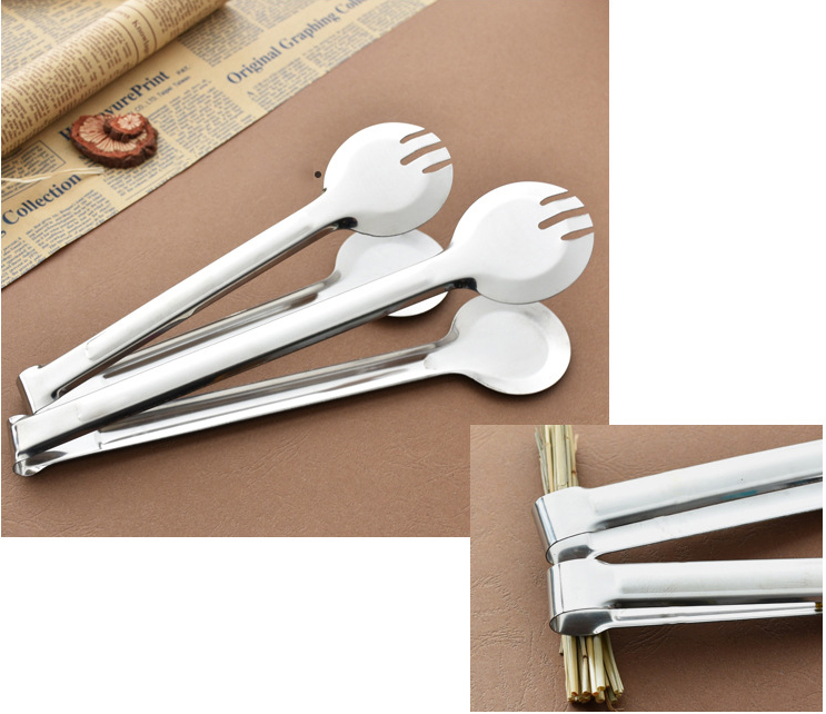 Dụng cụ kẹp gắp thực phẩm đồ ăn bằng Inox không gỉ - Loại đầu tròn