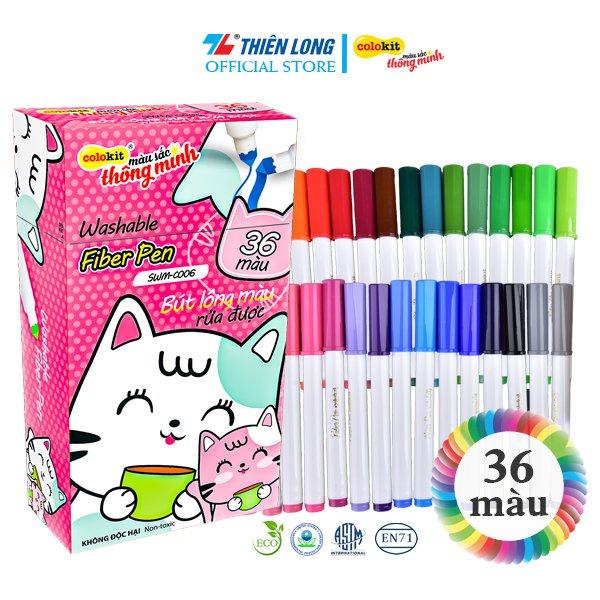 Bút Lông Màu Thiên Long Fiber Pen Washable SWM-C006 - 36 Màu- Viết Được Nét Mảnh Nét To- Mua nhiều giá tốt