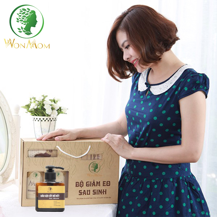 Bộ Dưỡng Thơm Tho Body Và Làm Sạch Cơ Thể Wonmom (1 Dầu Gội Cốt Bồ Kết + 1 Sữa Tắm Thảo Dược)